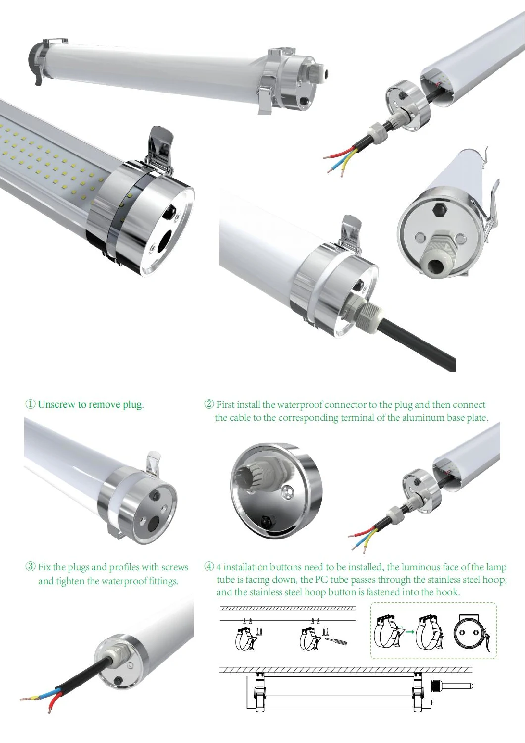 Triproof Waterproof Lamp IP66 Dustproof LED Batten Light OEM H6-2-1200