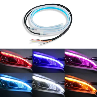 Automotive LED Daytime Running Dual Color Lights Headlight Decorative Light Strip Silicone Light Guide Strip